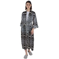 Abstract Boho Style Geometric Maxi Satin Kimono by tmsartbazaar