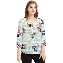 Halloween Bats Chiffon Quarter Sleeve Blouse