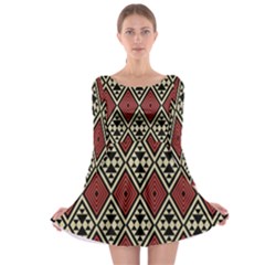 Motif Boho Style Geometric Long Sleeve Skater Dress by tmsartbazaar