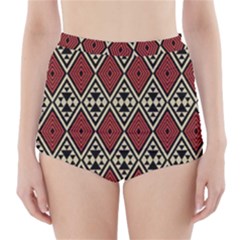 Motif Boho Style Geometric High-waisted Bikini Bottoms by tmsartbazaar