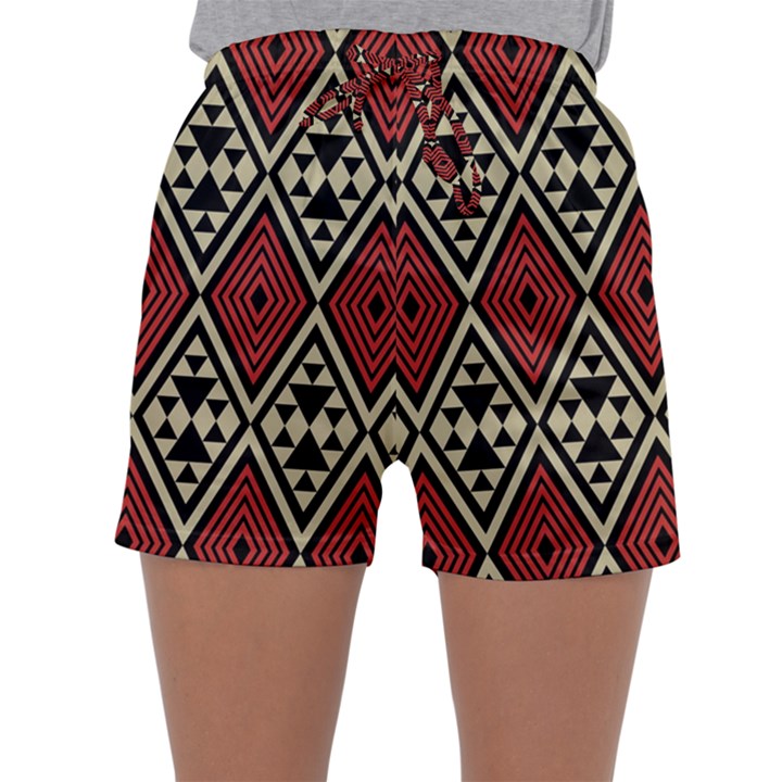 Motif Boho Style Geometric Sleepwear Shorts