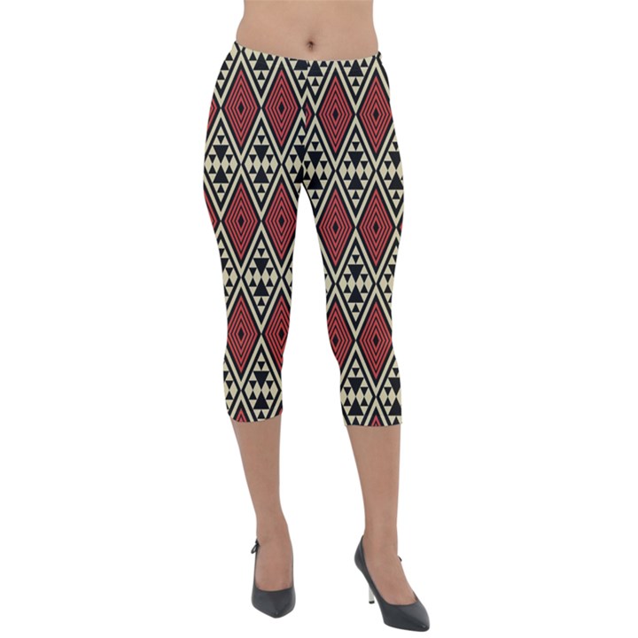 Motif Boho Style Geometric Lightweight Velour Capri Leggings 