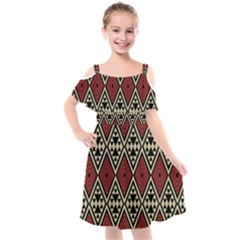 Motif Boho Style Geometric Kids  Cut Out Shoulders Chiffon Dress by tmsartbazaar