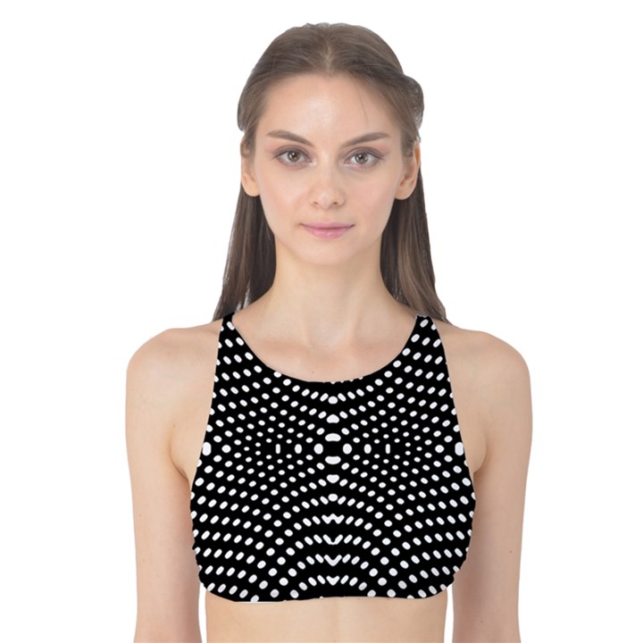 Black And White Geometric Kinetic Pattern Tank Bikini Top