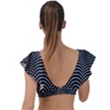 Black And White Geometric Kinetic Pattern Plunge Frill Sleeve Bikini Top View2