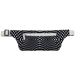 Black And White Geometric Kinetic Pattern Active Waist Bag by dflcprintsclothing