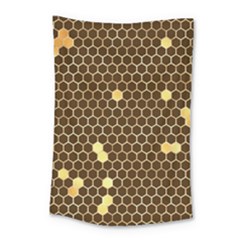 Gold Honeycomb On Brown Small Tapestry