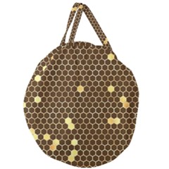 Gold Honeycomb On Brown Giant Round Zipper Tote