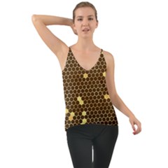 Gold Honeycomb On Brown Chiffon Cami by Angelandspot