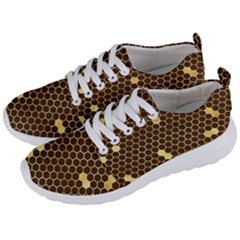 Gold Honeycomb On Brown Men s Lightweight Sports Shoes by Angelandspot