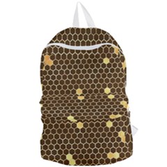 Gold Honeycomb On Brown Foldable Lightweight Backpack by Angelandspot