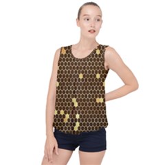 Gold Honeycomb On Brown Bubble Hem Chiffon Tank Top by Angelandspot