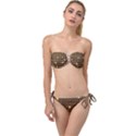 Gold Honeycomb on Brown Twist Bandeau Bikini Set View1