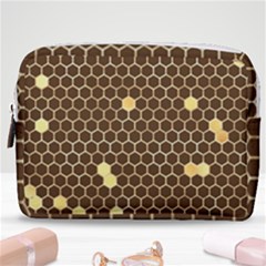 Gold Honeycomb On Brown Make Up Pouch (medium) by Angelandspot