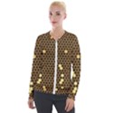 Gold Honeycomb on Brown Velvet Zip Up Jacket View1