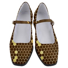 Gold Honeycomb On Brown Women s Mary Jane Shoes