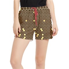 Gold Honeycomb On Brown Runner Shorts