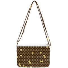 Gold Honeycomb On Brown Double Gusset Crossbody Bag by Angelandspot