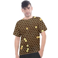 Gold Honeycomb On Brown Men s Sport Top by Angelandspot