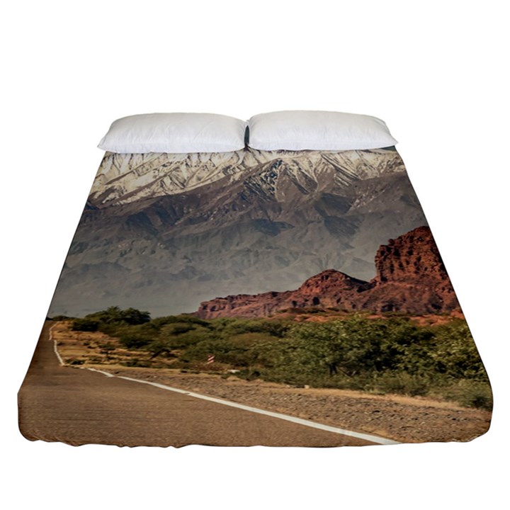 Empty Highway Landscape, La Rioja, Argentina Fitted Sheet (California King Size)