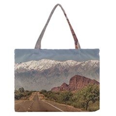 Empty Highway Landscape, La Rioja, Argentina Zipper Medium Tote Bag