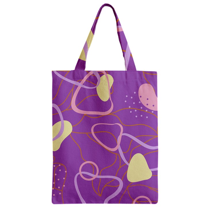 Abstract Purple Pattern Design Zipper Classic Tote Bag