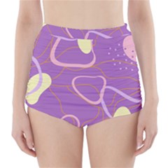 Abstract Purple Pattern Design High-waisted Bikini Bottoms by brightlightarts