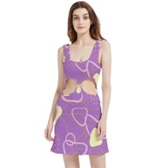 Abstract Purple Pattern Design Velvet Cutout Dress