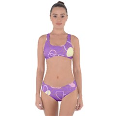 Abstract Purple Pattern Design Criss Cross Bikini Set by brightlightarts