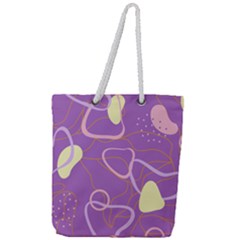 Abstract Purple Pattern Design Full Print Rope Handle Tote (large)