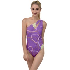 Abstract Purple Pattern Design To One Side Swimsuit by brightlightarts