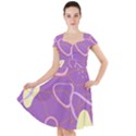 Abstract Purple Pattern Design Cap Sleeve Midi Dress View1