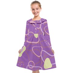 Abstract Purple Pattern Design Kids  Midi Sailor Dress