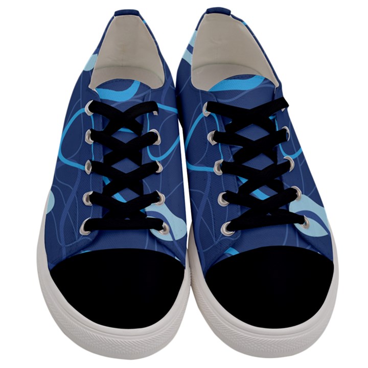 Abstract Blue Pattern Design Men s Low Top Canvas Sneakers