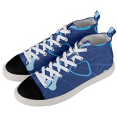 Abstract Blue Pattern Design Men s Mid-top Canvas Sneakers