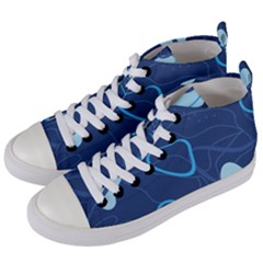 Abstract Blue Pattern Design Women s Mid-top Canvas Sneakers