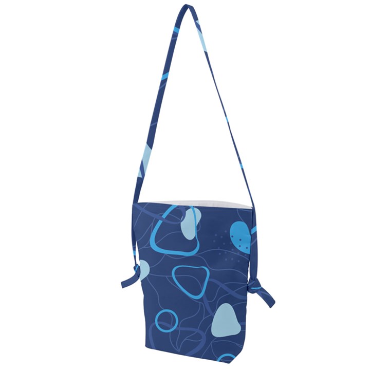 Abstract Blue Pattern Design Folding Shoulder Bag