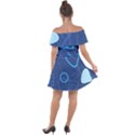 Abstract Blue Pattern Design Off Shoulder Velour Dress View2