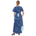 Abstract Blue Pattern Design Front Wrap High Low Dress View2