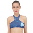 Abstract Blue Pattern Design High Neck Bikini Top View1