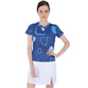 Abstract Blue Pattern Design Women s Sports Top View1