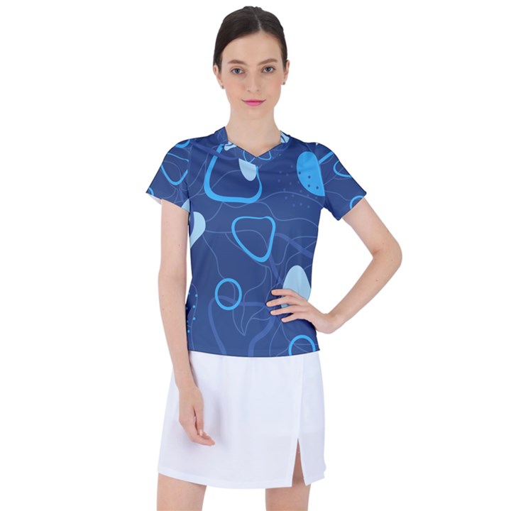 Abstract Blue Pattern Design Women s Sports Top