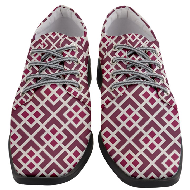 Two Tone Lattice Pattern Women Heeled Oxford Shoes