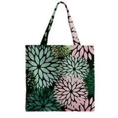 Dahlia  Zipper Grocery Tote Bag by Angelandspot