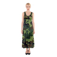 Forest Camo Pattern, Army Themed Design, Soldier Sleeveless Maxi Dress by Casemiro