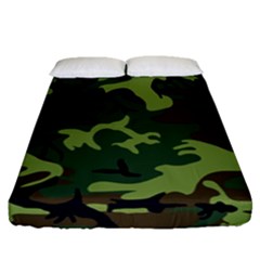 Forest Camo Pattern, Army Themed Design, Soldier Fitted Sheet (queen Size) by Casemiro