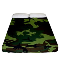 Forest Camo Pattern, Army Themed Design, Soldier Fitted Sheet (california King Size) by Casemiro