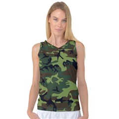 Forest Camo Pattern, Army Themed Design, Soldier Women s Basketball Tank Top by Casemiro