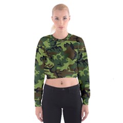 Forest Camo Pattern, Army Themed Design, Soldier Cropped Sweatshirt