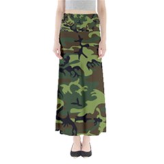 Forest Camo Pattern, Army Themed Design, Soldier Full Length Maxi Skirt